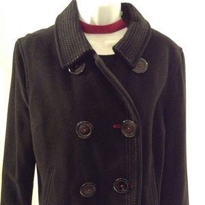 Last Chance for the COAT BLACK DKNY WOOL PEA COAT DOUBLE BREASTED SIZE M-L